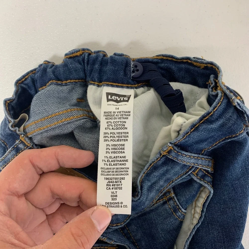 Levi's 720 High Rise Super Skinny Jeans Girls 14 Blue Dark Wash Adjustable Waist